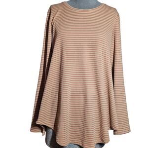 Stripped Waffle Knit Long Sleeve Top Size Medium